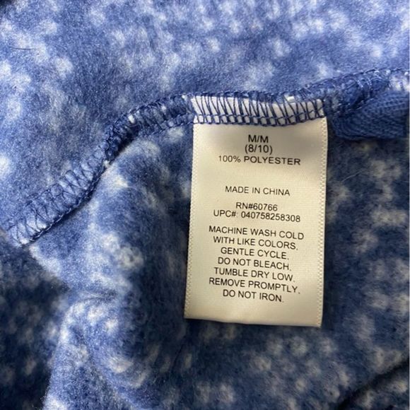 Stan Herman Size Medium Jacket Fleece Full Zip Front Blue White Print Pockets - Picture 9 of 10